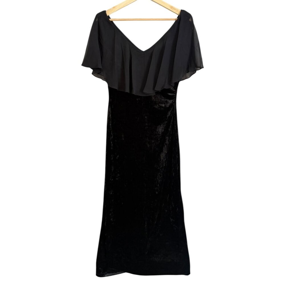 Connected Apparel Velvet Off Shoulder Maxi Gown Black 6 Vamp Witchy‎ Whimsigoth